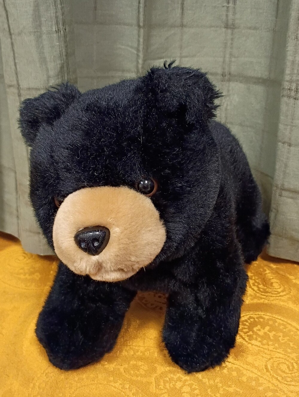 Aurora Realistic Black Bear Plush Animal Size 8"